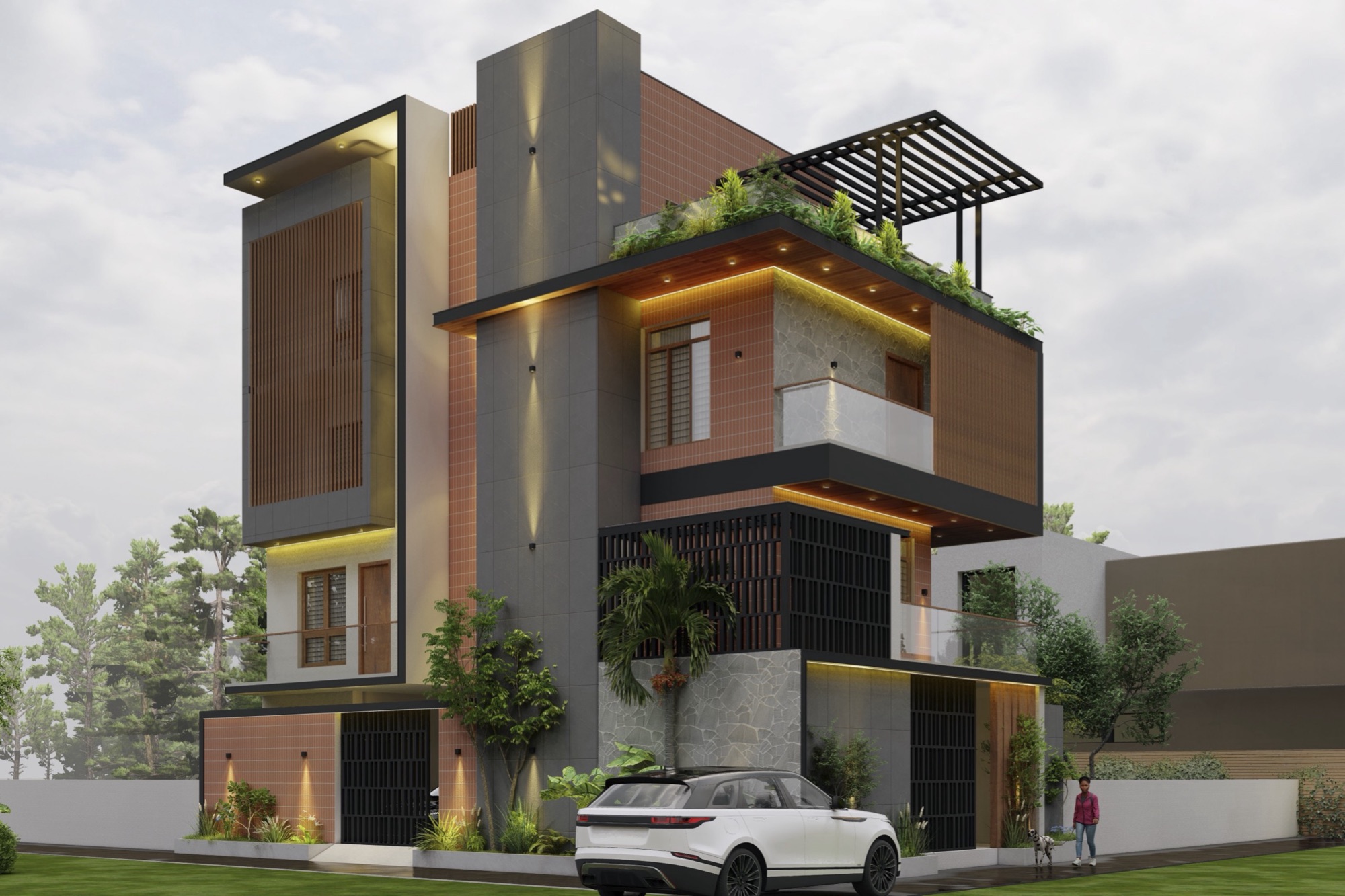 Independent Residential Villa — a traditional face over steel and interlocking block